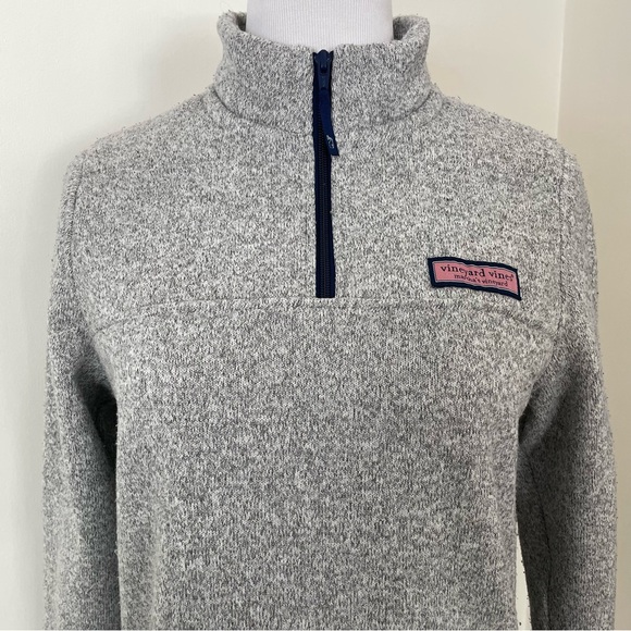 Vineyard Vines Women’s Fleece Quarter Zip Gray Size Large - Picture 3 of 16